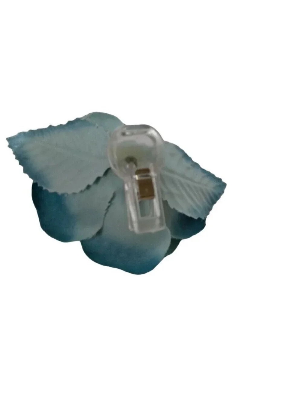 Blue Rose Hair Clip Fabric Accent  Custom Boutique Floral Grannycore